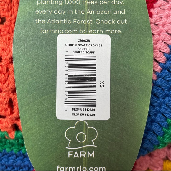 FARM Rio Striped Scarf Crochet Shorts XS NWT - Picture 9 of 16